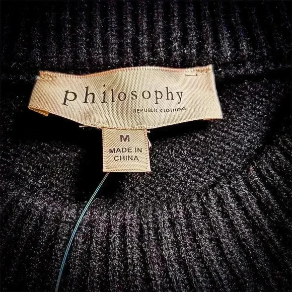 Philosophy Women's Striped Pullover Sweater Black and Orange Size M - Picture 2 of 8